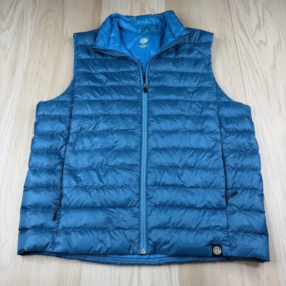 REI Co-op Vest Men Large Blue Quilted Puffer Packable Lightweight Outdoor Jacket